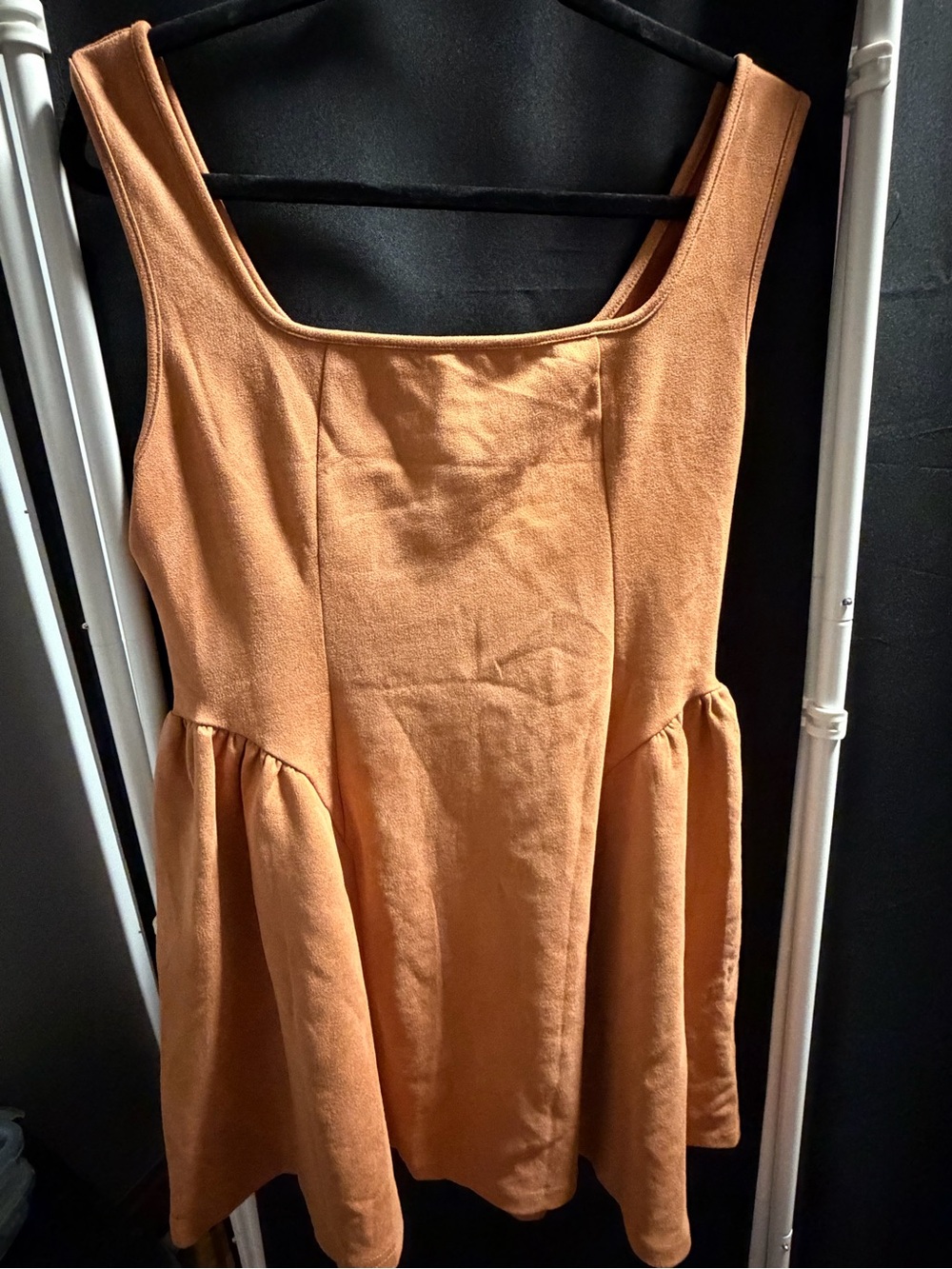 Square-Neck Mini Dress in Rust Orange